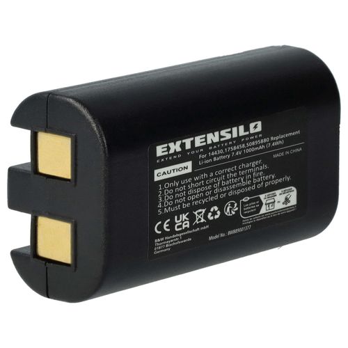 EXTENSILO Batterie remplacement pour Dymo 14430, 1758458, S0895880 pour imprimante, scanner, imprimante d'étiquettes (1000mAh, 7,4V, Li-ion)