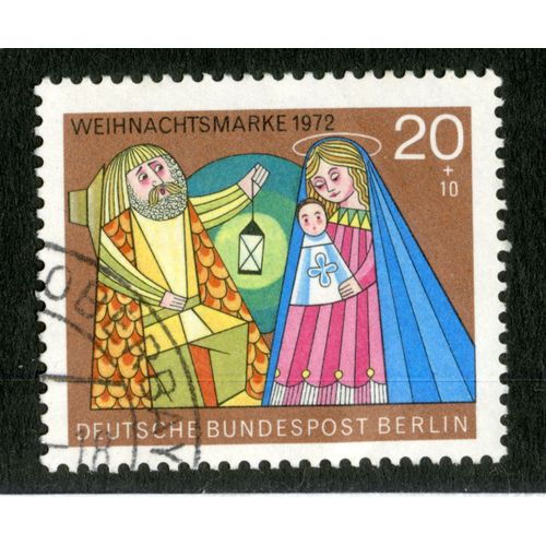 Timbre Oblitéré Deutsche Bundespost Berlin, Weihnachtsmarke 1972, 20+10