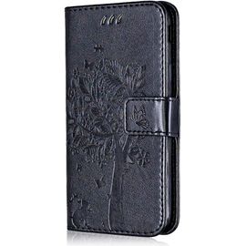 Coque Pour Huawei Honor 10, Etui En Cuir Pu Portefeuille, Antichoc Flip Case Housse Retro Emboss Serie De Chat Et D'arbre Pour Huawei Honor 10 - Noir