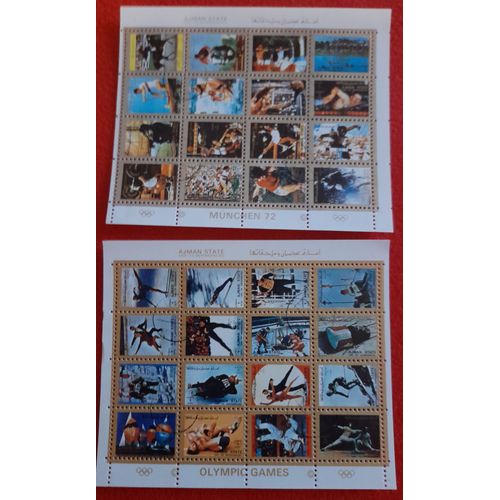 Émirats Arabes Unis - Royaume D'ajman - Timbres 1973 - 2 Mini-Feuillets Pré-Oblitérés - Gomme D'origine