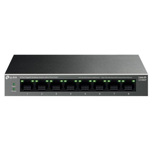TP-Link LiteWave LS108GP V1 - Commutateur - 8 x 10/100/1000 (PoE+) - de bureau, fixation murale - PoE+ (62 W)