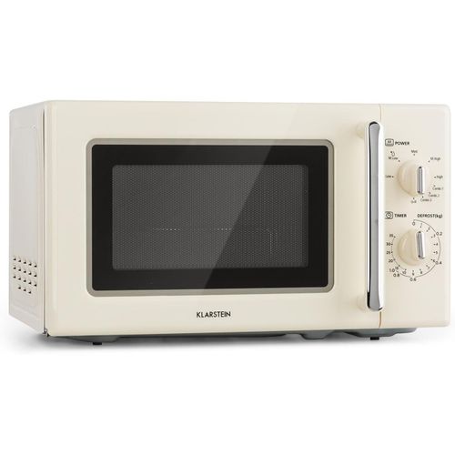 YEMAESRE-Caroline Micro-Ondes - Combiné Micro-Ondes/Gril, Micro-Ondes 2-En-1 Fonction Gril, 20L, 700/1000 W, Quickselect, Design Rétro, Inox, Crème