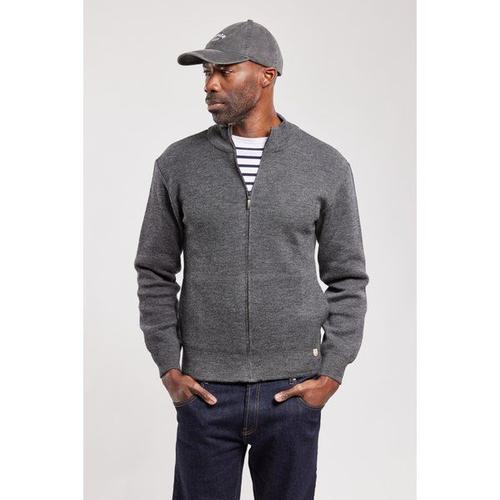 Cardigan "Plouescat" - Laine Homme Gris Chiné Xl