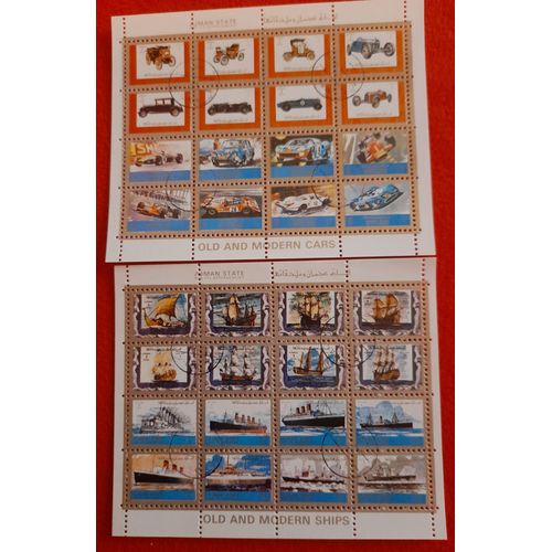 Émirats Arabes Unis - Royaume D'ajman - Timbres 1973 - 2 Mini-Feuillets Pré-Oblitérés - Gomme D'origine