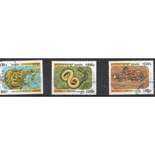 Cambodge Timbres Les Reptiles