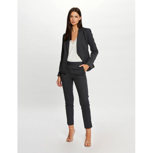 Pantalon Ajusté 7/8ème À Rayures Gris Anthracite Femme