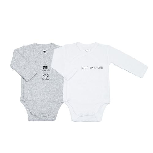 Lot De 2 Bodies Bébé Manches Longues Gris