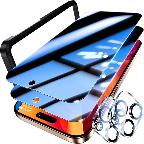For Iphone 16 Pro Anti-Spy Tempered Glass,2 Pieces Anti-Spy Screen And 2 Pieces Camera Protection,Privacy Protection Film With Installation Frame,Bubble-Free