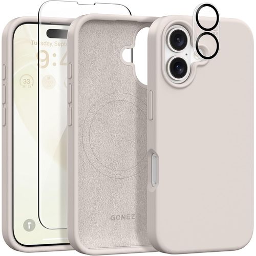 Iphone 16 Case,[Compatible With Magsafe] [Screen Protector + Camera Lens Protector],Liquid Silicone Shockproof Protective Case For Iphone 16 6.1 Inch,