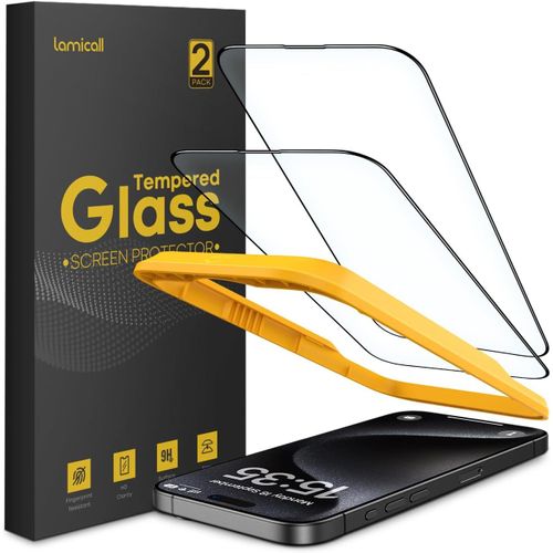 Tempered Glass For Iphone 16 Pro Max,Anti-Scratch,9h Hardness,Ultra Clear,Anti-Fingerprint,Bubble-Free,With Easy Button Installation Frame-[2 Pieces]