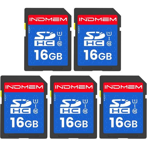 Lot de 5 cartes mémoire SD 16 Go UHS-I SDHC U1 classe 10 haute vitesse 16 Go pour appareil photo numérique,ordinateur,caméra de trail