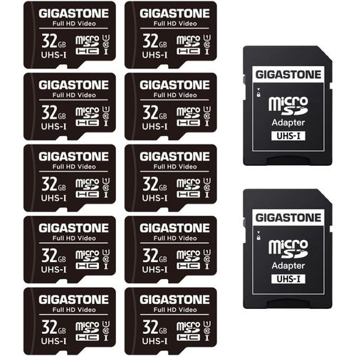 Carte Mémoire 32 Go Lot De 10 Cartes,Haute Vitesse De Lecture Allant Jusqu'à 90 Mo/S. Idéal Pour Drone Full Hd Vidéo Caméra Android U1 C10 Carte Micro Sdhc Avec 4 Étuis Et 2 Adaptateurs Sd-Marque Générale