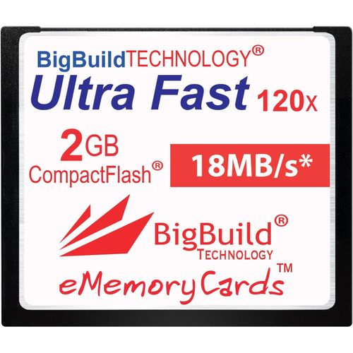 Carte mémoire eMemoryCards 2 Go Ultra Fast 18 Mo/s CompactFlash Compatible avec Canon 10D/20D/30D/40D/50D/1D/1Ds/5D/5Ds/7D Mark I/II/III/IV,Nikon D,Olympus E,Sony Alpha,Leica S Caméras