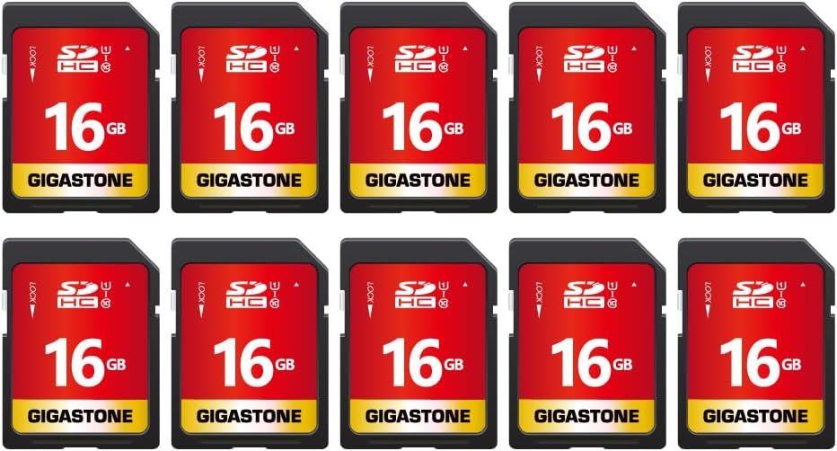 16 Go SDHC Carte Mémoire,Lot de 10 Cartes,Prime Série,Vitesse de Transfert allant jusqu'à 80 Mo/s. pour Photos,vidéos,Musique,fichiers,Caméscope,Caméra,PC,Classe 10 U1 UHS-I