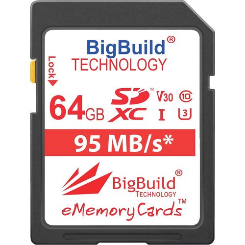Technology 64 Go U3 95Mo/s Carte mémoire pour Olympus Om D E M1 Mark II,Om D E M10 Mark II,Om D E M10 Mark III,Om D E M5 Mark II,Olympus Pen E PL8,Pen E PL9,Pen F,Stylus Tough TG 5