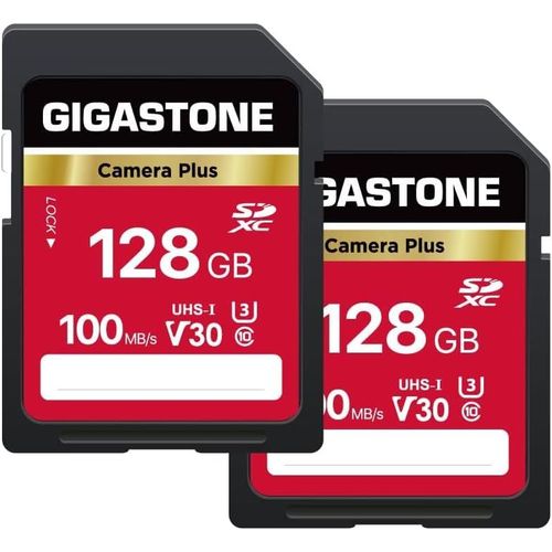 Carte Mémoire SDXC 128 Go Lot de 2 ,Prime Série,Vitesse 80 Mo/s. Compatible avec Photos,vidéos,Musique,Caméscope,Caméra,PC,U1 UHS-I Classe 10 pour UHD Vidéo,avec 2 Mini étui