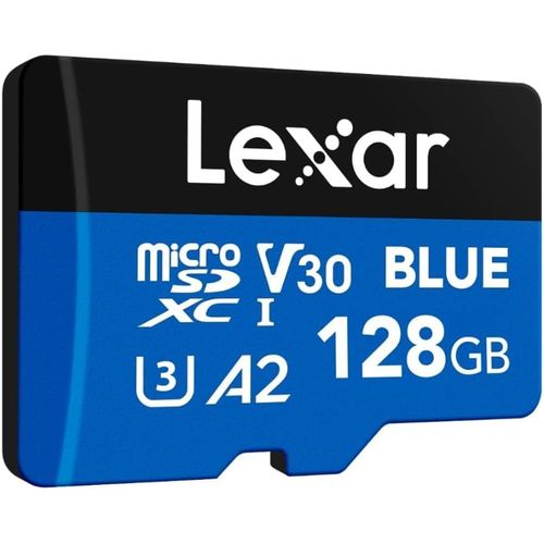 Blue Carte Micro SD 128Go,jusqu'à Carte microSDXC UHS-I 160 Mo/s en lecture,classe 10,U3,V30,A2,vidéo Full HD et 4K,carte mémoire haute vitesse pour smartphones/tablettes/caméras d'action
