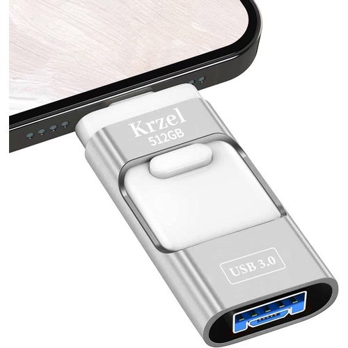 Cle USB pour Phone 4 in 1 Clé USB 512 Go Memory Stick pour Phone Haute Vitesse Photo Stick External Storage Compatible avec Phone/Pad/Android/PC.[O61]