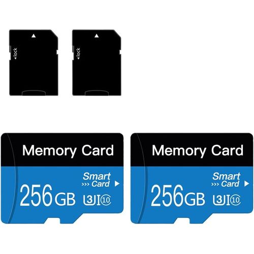 Lot de 2 cartes mémoire Micro SD UHS-I C10 de 256 Go pour tablette,téléphone portable,appareil photo,audio de voiture,console de jeux (256 Go x 2)