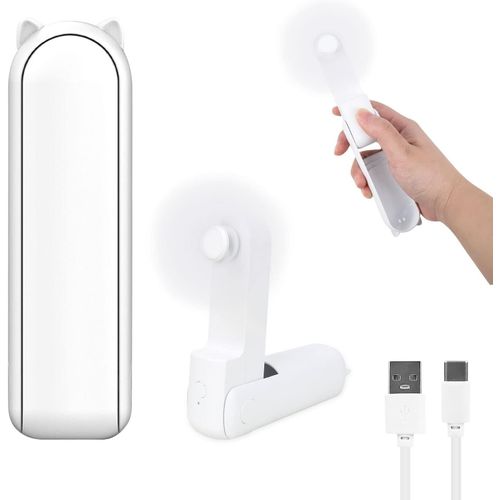 Ventilateur de Poche Mini ventilateur portatif ventilateur à main 2 en 1 ,à Piles Rechargeables par USB [14-21 heures] Avec Batterie Externe ventilateur pour Bureau Domicile Voyage En Plein Air.[T68]