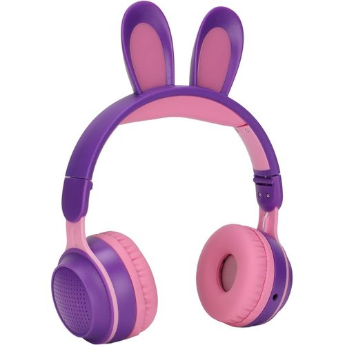 Casque Bluetooth 5.0 Pliable Avec Microphone Mignon Oreille De Lapin Sans Fil Sur L'oreille Pour Enfants Verts Adolescents Adultes,12 Heures D'écoute,Tf/Aux,Construit En 7 Modèles De(Violet)