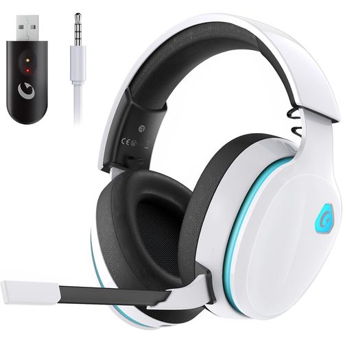 Casque Gaming Sans Fil,Casque Gamer 2,4 Ghz Pour Pc/Ps5/Switch,Casque Gaming Ps5 Avec Transducteurs 50mm,Microphone Anti-Bruit,Casque Ps5 Avec Son Surround