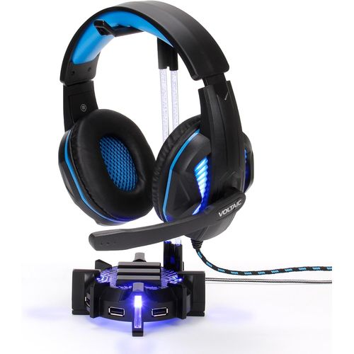 Support Casque Gaming Avec Hub Usb À 4 Ports,Eclairage Led De 7 Couleurs Réglables,Manche En Acrylique Flexible,Repose Casque Audio Universel Pour Gamers-Base Légère,Pour Pc,Ps5,Xbox