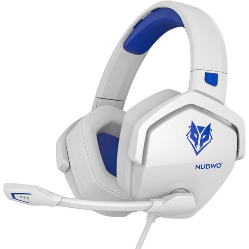 N16 Casque Gaming-Micro Annulant Le Bruit,Son Stéréo et Conception Confortable pour PS5,PS4,Xbox One,NS,PC,Ordinateur Portable et Mac-Blanc/Bleu