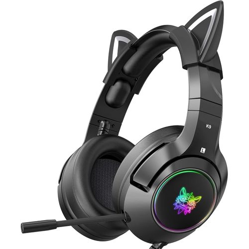 Casque De Jeu Pour Ps4,Ps5,Xbox One X/S (Sans Adaptateur),Casque 3,5 Mm Avec Oreilles De Chat Amovibles,Microphone Antibruit,Rvb,Son Surroupour Pc,Téléphone Portable (Noir)