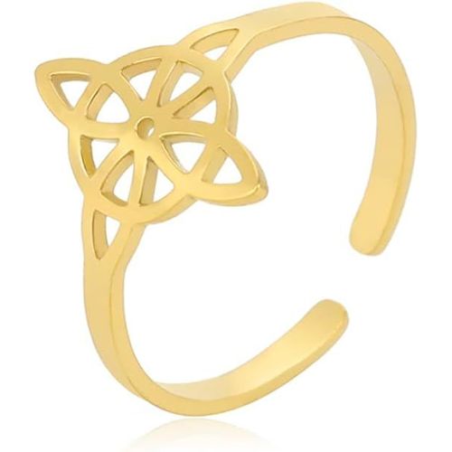 Bague N?ud De Sorcière Pour Femme En Inoxydable Style Géométrique Élégant Chic Irlandais N?ud Celtique Bague Réglable Sorcellerie Amulette Bijoux.[Y874]