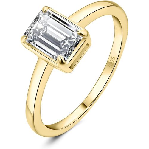 1ct Solitaire Cubic Zirconia Bague Taille Emeraude Pierre Argent 925 Femme,Plaqué Or Jaune Or Rose Bague Diamant Simulé Fiançailles Mariage Promise Alliance,Ensemble Bijoux Mariee.[Y667]