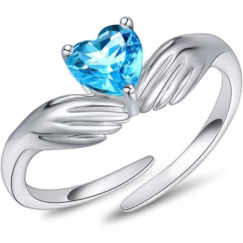 Ajustable Bague Pour Femme Je Veille Sur Toi Pour Toujours Argent Sterling 925 Bague De Coeur Câlin Bagues Pour Femmes Bagues De Pierres De Naissance.[Y798]
