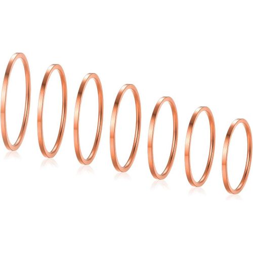 7/14/28 Pièces Bagues De Phalange Femme Acier/Plaqué Or Anneaux Fines Empilables 1mm Knuckle Midi Rings Taille 47/49/52/54/57/59/62.[Y986]