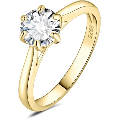 0.5-2ct Classique Moissanite Bague Taille Rond Solitaire Pierre Argent Massif 925 Femme,Plaqué Or Jaune Or Rose Bague Diamant Simulé Fiançailles Mariage Alliance,Ensemble Bijoux Mariee.[Y909]