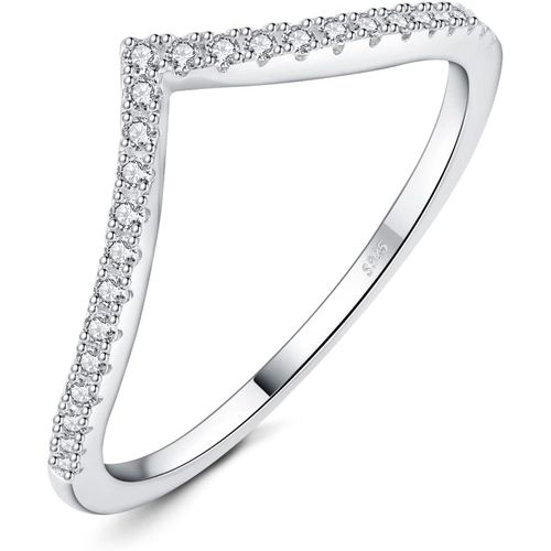 Forme V Love Cubic Zirconia Bague Taille Rond Pierre Argent Massif 925 Femme,Plaqué Or Jaune Or Rose Bague Diamant Simulé Fiançailles Mariage Promise Alliance,Ensemble Bijoux Mariee.[Y273]