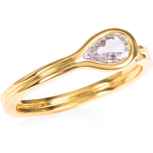 Bague Fine Reglable En Poire Pour Femme,Bague Ajustable Pour Femme Avec Une Pierre En Goutte En Zircon,Bague Or Femme Avec Une Pierre De Couleur,Bague Simple Pour Femme Et Jeune Fille.[Y453]