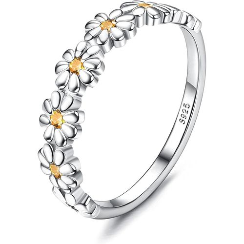 Bague Argent Femme Bague Argent 925 Femme De Marguerite 18k Gold Filled Daisy Fleur Hawaiian Paved With Colorful Cubic Zirconia High Polished Comfort Fit Statement Alliance.[Y1142]