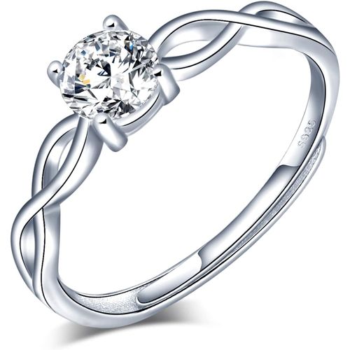 Bague De Couple Pour Homme Et Femme En Argent 925,Anneaux De Mariage En Diamant Fleur,La Taille Réglable,Cadeau De Noël De Saint-Valentin De Mariage.[Y1134]