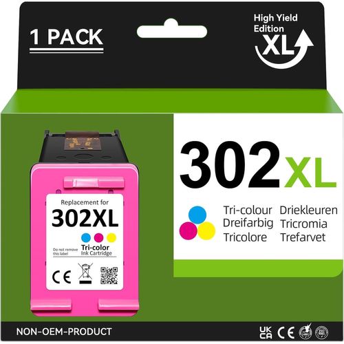 Lot de 302 cartouches d'encre reconditionnées pour HP 302 Couleur pour HP 302 XL Compatible avec HP Envy 4525 4520 pour HP OfficeJet 3831 5230 3830 pour HP Deskjet 3630 3636 (1 couleur).[Y381]