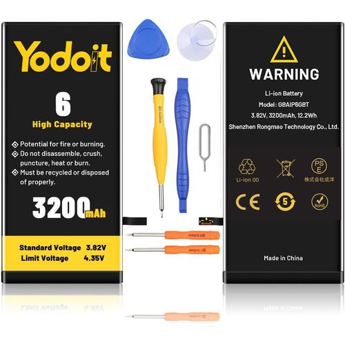 Batterie 3200mah Pour Iphone 6,Batterie Haute Capacité 0 Cycle Pour Modèle A1549,A1586,A1589,Avec Kit D'outils De Réparation Complet.[O74]