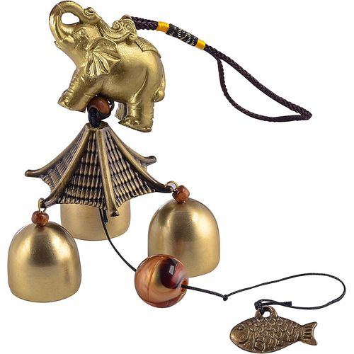 Carillon éolien porte-bonheur Feng Shui à suspendre avec 3 cloches en métal pour jardin,maison,terrasse,cour (éléphant).[P187]
