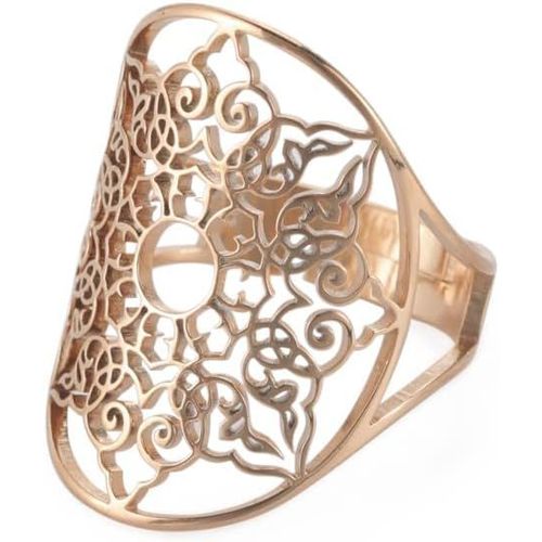 Fleur De Vie Anneau Réglable En Filigrane Fleur Anneau Bande Pour Femmes Grand Creux Bagues Cosplay Fête Bijoux.[Y189]