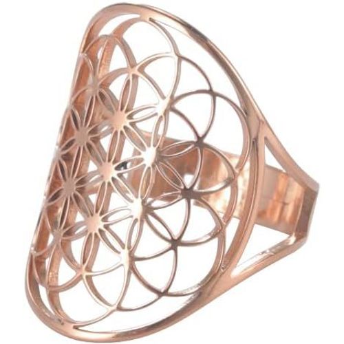 Fleur De Vie Anneau Réglable En Filigrane Fleur Anneau Bande Pour Femmes Grand Creux Bagues Cosplay Fête Bijoux.[Y192]