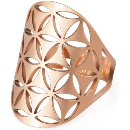 Fleur De Vie Anneau Réglable En Filigrane Fleur Anneau Bande Pour Femmes Grand Creux Bagues Cosplay Fête Bijoux.[Y188]