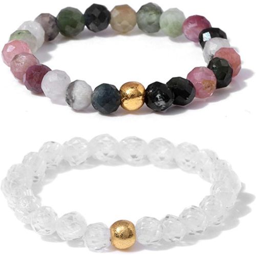 Bague Perlée En Pierre Naturelle,Bague Élastique Femme,Bague En Véritable Pierre Naturelle Avec Perle En Or Pour Femme Petite Amie.[Y488]