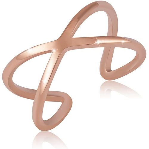 Bague Réglable En X Pour Femme En Inoxydable En Argent,Or Ou Or Rose I Bague Ouverte Pour Femme En Plaqué Or 18 Carats.[Y750]