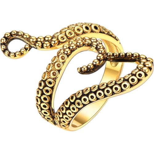 Bague Longue Femme Plaqué Or Forme Feuille/Serpent/Pieuvre Open Ring Hip Hop Style Bijou Accessoire Tendance Cadeau Parfait.[Y762]
