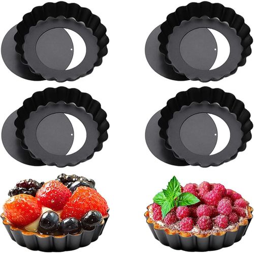 6 Pcs Moule À Tartelette,10cm Antiadhésifs De À Quiche,Ronde Tarte À Fond Amovible,Moule À Tarte Cannelé Fond Amovible Moule À Quiche Pour La Pâtisserie Maison.[Y392]