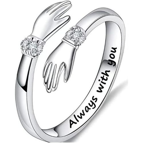 Bagues Femme Ajustable Bagues En Argent Sterling 925 Bague De Câlin Ajustable Ouverte Bague De Câlin D¿Amour Romantique Bague Ouverte Femme Fille Mariage Cadeau Anniversaire.[Y76]