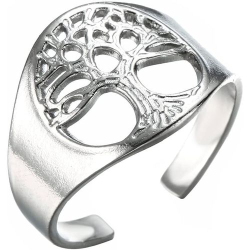 Anneau Ajourée De L'arbre De Vie Ajustable En Inoxydable Bague De Doigt Doigts Ouverts Pour Femme Homme.[Y491]
